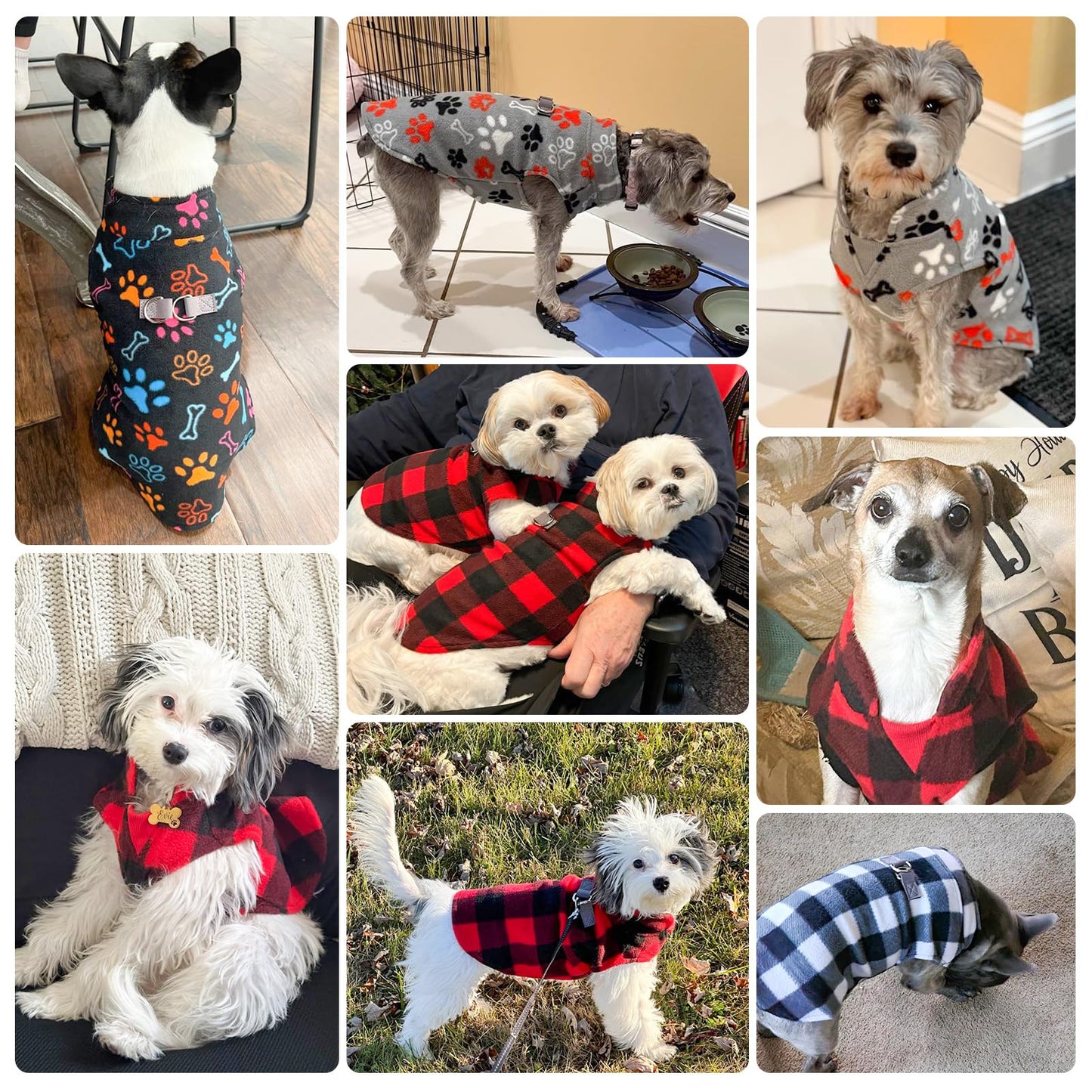 BEAUTYZOO Small Dog Sweater Fleece Vest Winter Jacket, D-Ring Leash Attachment for XS S Puppy Medium Sized Breeds Dogs, Cold Weather Dog Clothes Windproof Keep Warm, Black Bones Paw M