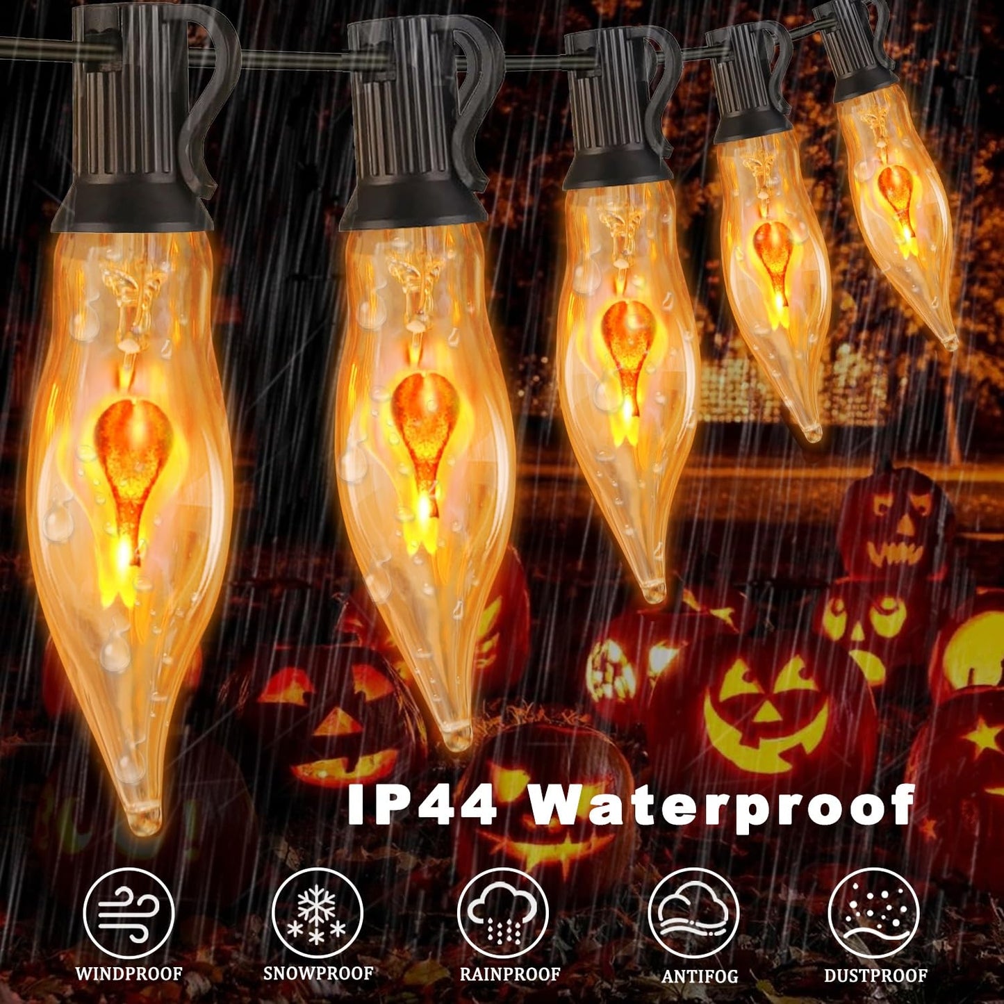 Couah Flicker Flame Light Bulb, Clear Flame Tip E12 Candelabra Base, 120V, 12 Pack
