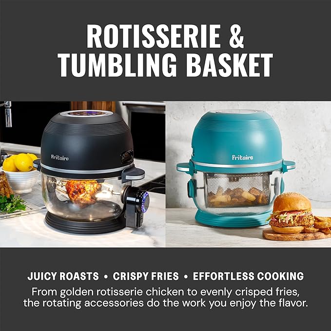 Non Toxic Air Fryer™ - Glass AirFryer 5 Quart w/ 360 Visibility, Self-Cleaning, 400F Vortex Air Fryer for Even Cooking, BPA-Free Teflon Free, 9-in-1 Functions, Rotisserie, Roast, Bake, Lavender