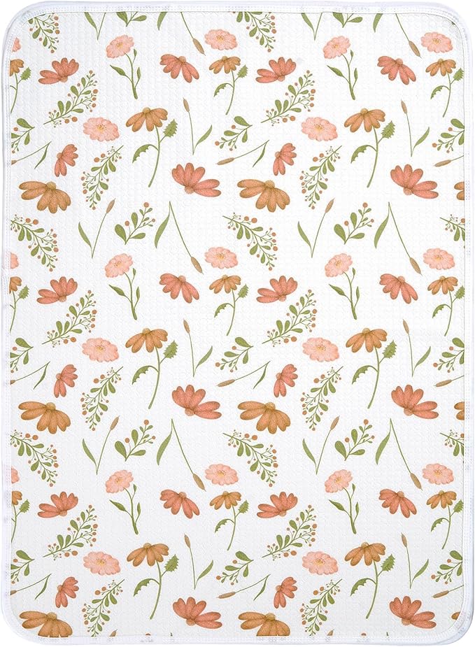 haakaa Waterproof Changing Pad Liners, 100% Cotton, Soft & Breathable (1pc, 19.5" x 27.5" Velvet Bloom)