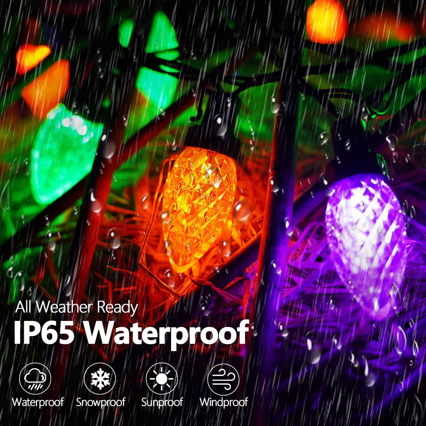 Kaq 2Pk 100Led Orange Purple And Green C9 Halloween Lights Waterproof Indoor Outdoor  Extendable 98Ft String Lights Plug In With 13 Lighting Modes  Halloween Decorations For Party  Outside Yard Decor