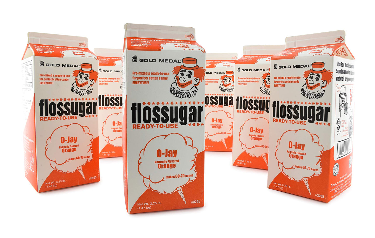 Gold Medal Orange Candy Floss Sugar, 52 oz - 1/2 Gallon, 6 Pack
