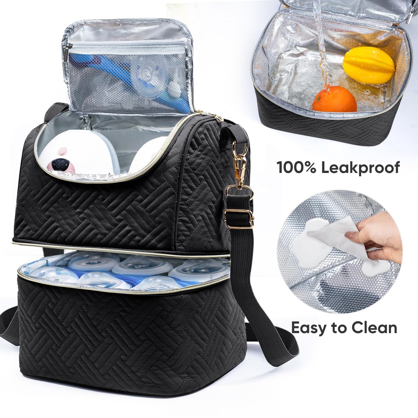 Breastmilk Storage Bag With Ice Pack for 6 Mam Bottles - Breast Pump Cooler for Baby Bottles Up to 9 Ounce - Insulated Milk Pumping Bag for Daycare