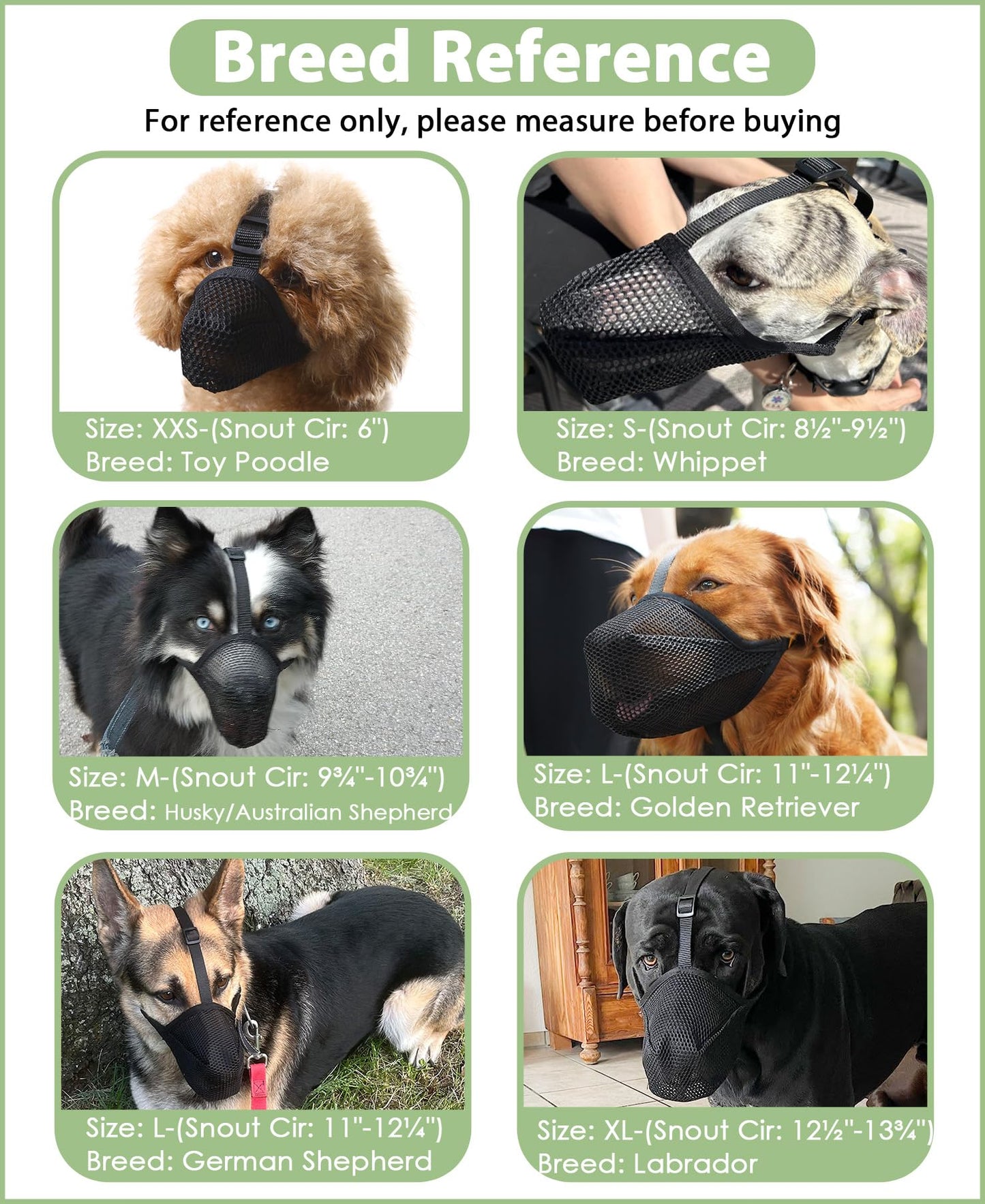 Mayerzon Dog Muzzle, Patented Soft Mesh Muzzle for Small Medium Large Dogs for Scavenging Biting Licking and Chewing, Allows to Pant and Drink (L, Black)