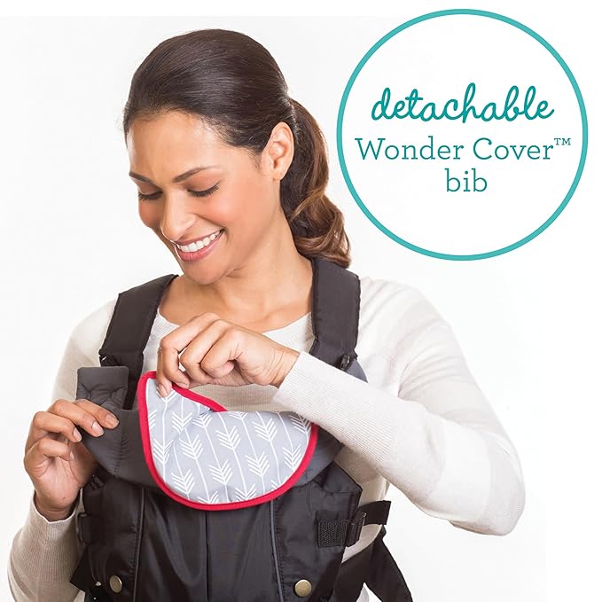 Infantino Swift Classic Carrier with Pocket, 2-Ways to Carry Carrier with Wonder Bib & Essentials Storage Front Pocket for Babies 8-25lb, Adjustable Strap, Black