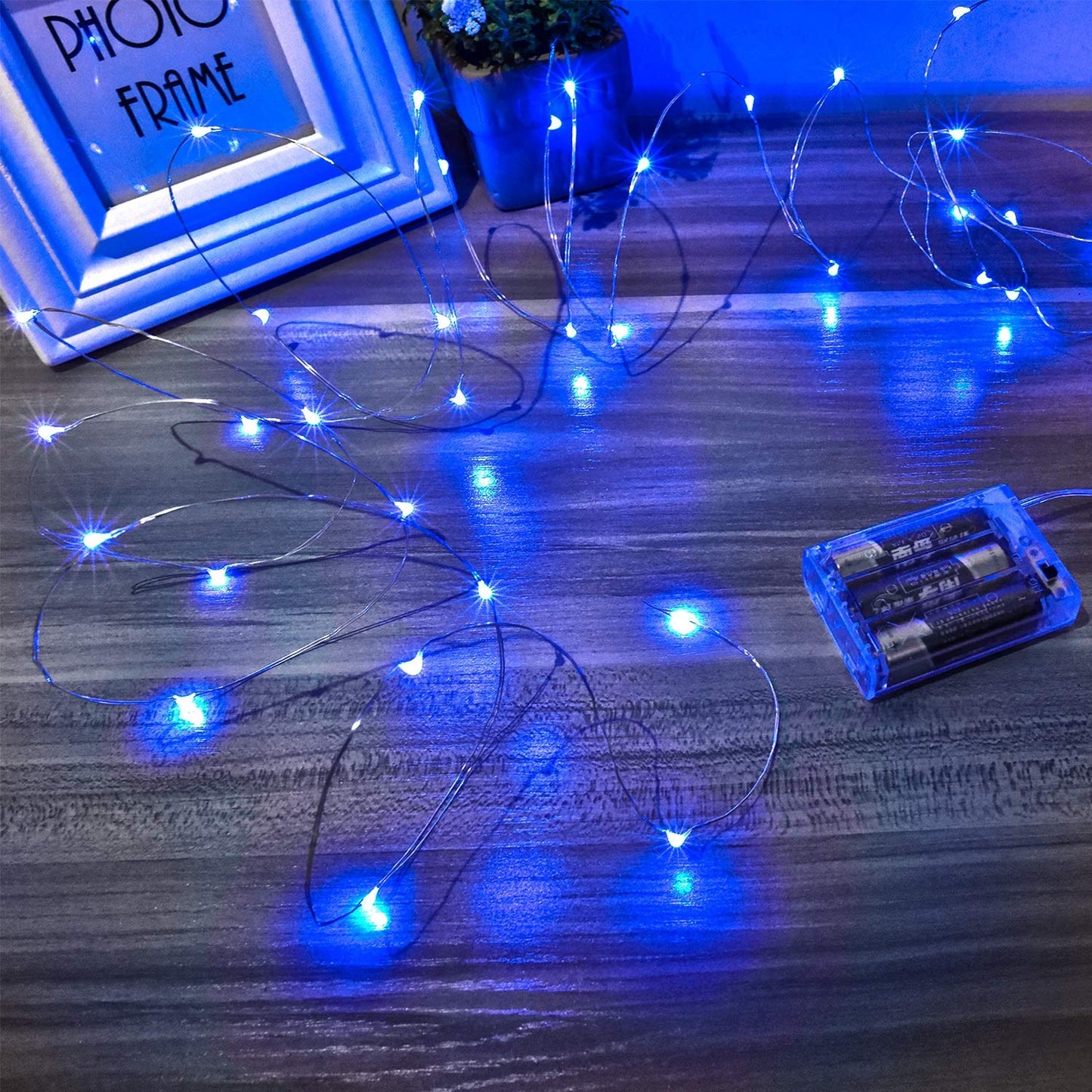 Ariceleo Led Fairy Lights, 4 Pack Mini Battery Operated Copper Wire, 5M Blue - Perfect For Bedroom, Christmas, Parties, And Weddings