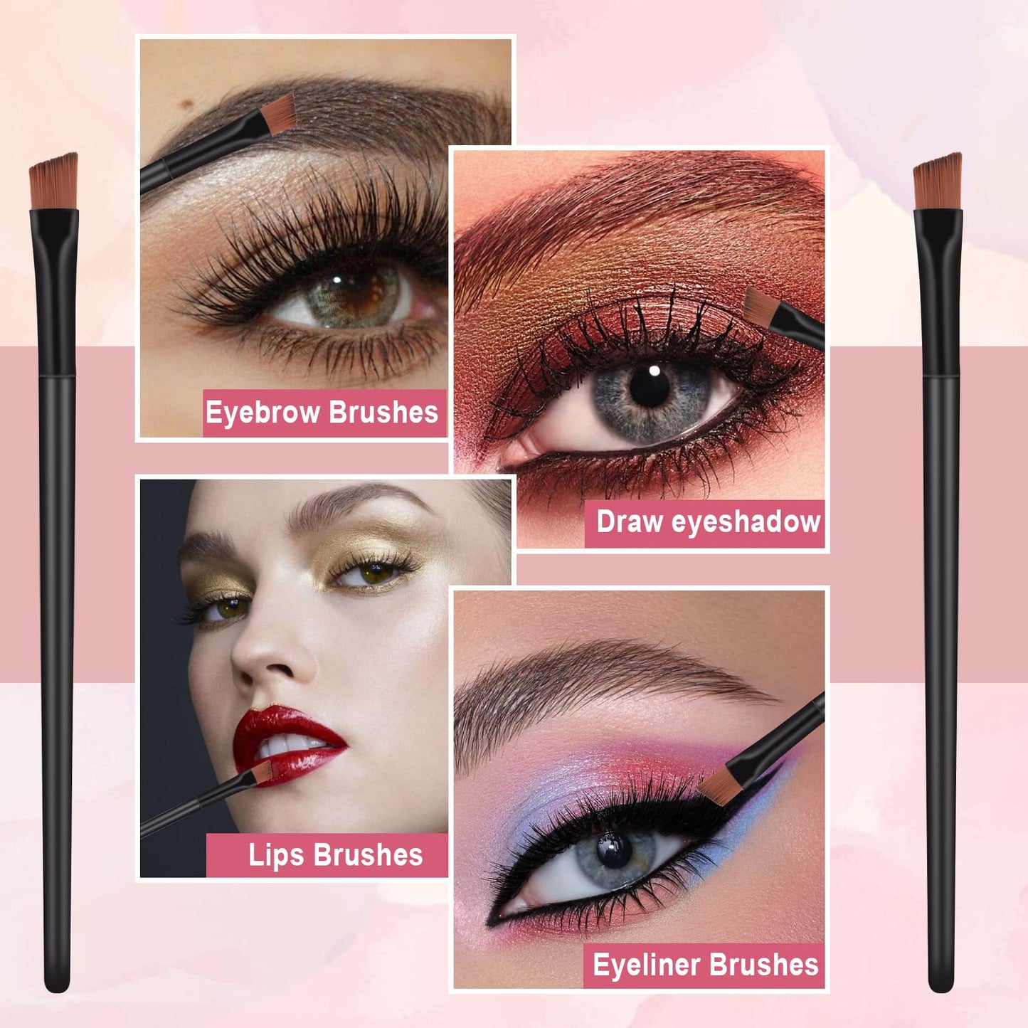200 Pieces Disposable Angled Eyebrow Brushes Bulk Brow Tint Brush Eye Brow Brush Flat Tapered Eyeliner Brush Tinting Concealer B