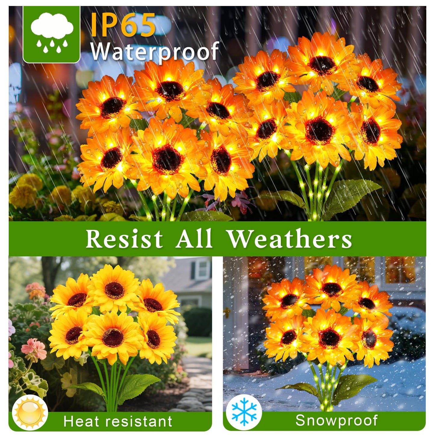 Solar Garden Lights Outdoor  2 Pack Sunflower Lights With 12 Sunflower  Waterproof 60 Led Garden Fall Decor  Gifts For Mom Grandma  Decorative Solar Flowers For Pathway Patio Yard Flowerbed Decoration