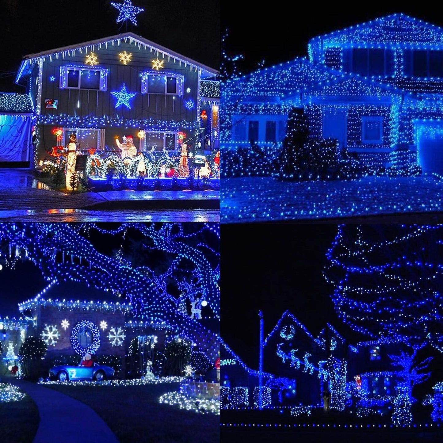 LJLNION 300 LED String Lights, 98.5FT Waterproof Fairy Lights, 8 Modes, Blue, Model HB-300COI, Indoor/Outdoor Decorations