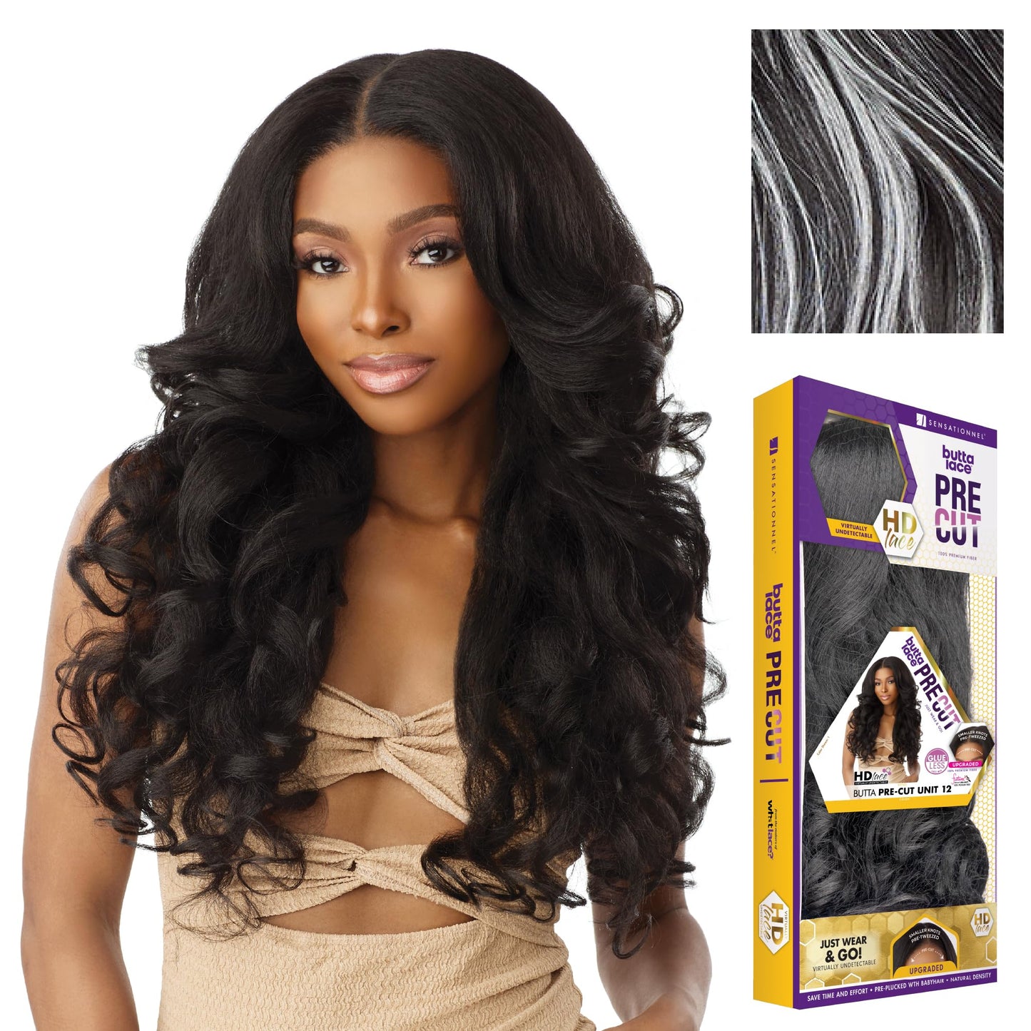 Sensationnel Butta Lace Precut Wigs - Unit 12 Glueless Extra Wide 5 Inch Deep Parting Synthetic Pre Tweezed Smaller Knot Hairlin