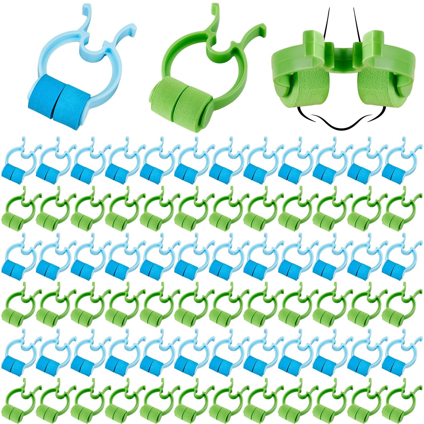 Fabbay 100 Pcs Stop Nosebleeds Clip Nose Bleed Stopper Nasal Clip for Adult Emergency Accident, Blue and Green