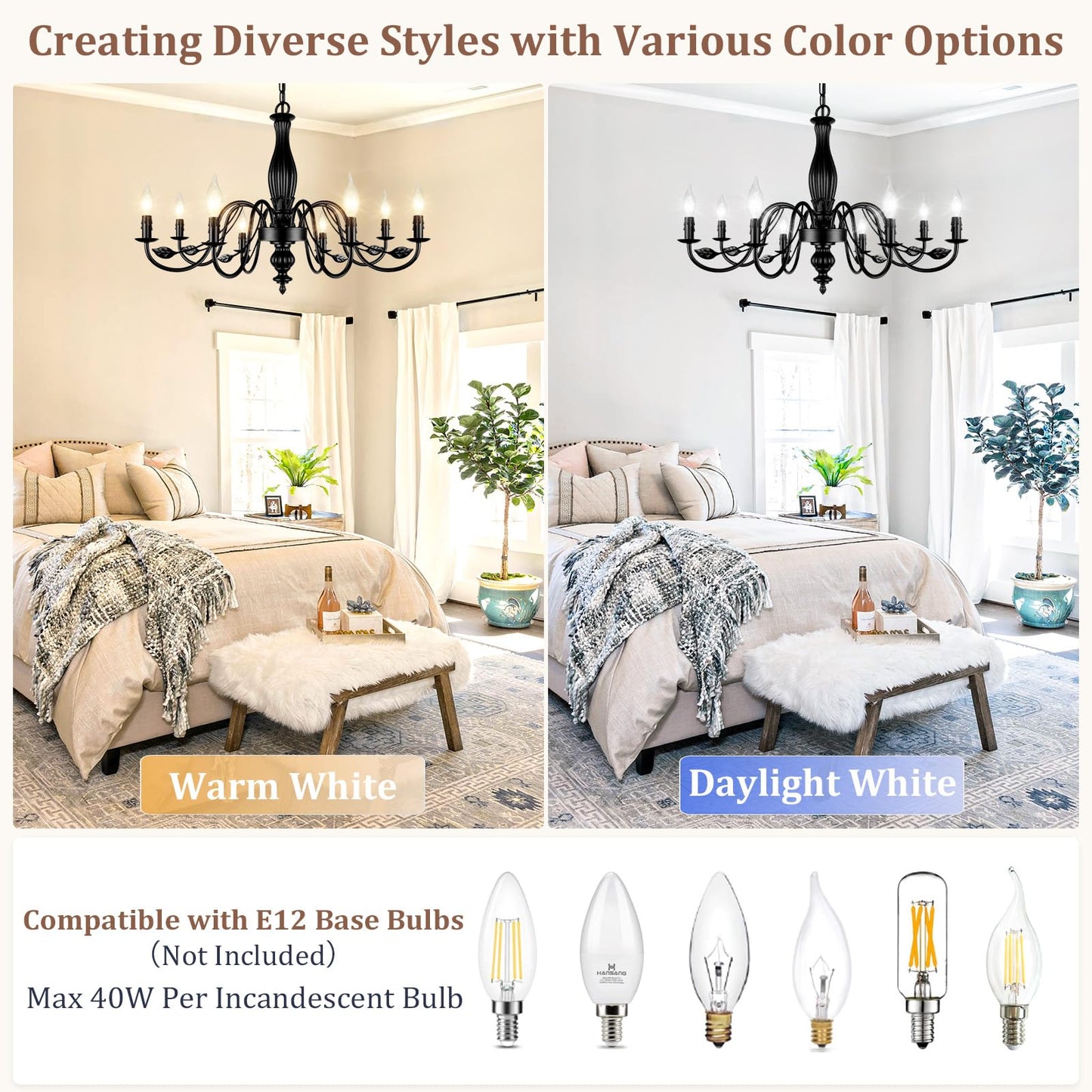 29 Large Black Chandelier For Dining Room  Modern Farmhouse 8-Light Light Fixture Hanging  Industrial Kitchen Lighting Fixtures With Leaf  Vintage Chandeliers Over Table For Bedroom Foyer Living Room