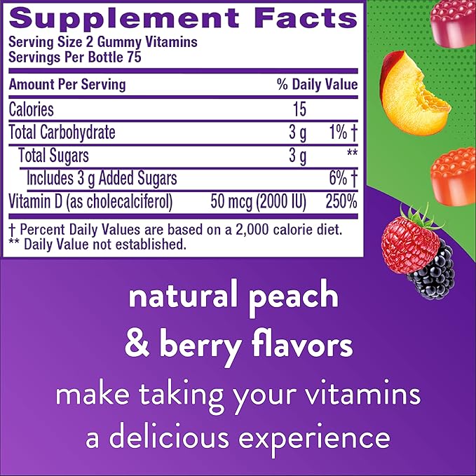 Vitafusion Extra Strength Melatonin Gummy Vitamins, 5mg, 120 ct Gummies & Vitamin D3 Gummy Vitamins for Bone and Immune System Support