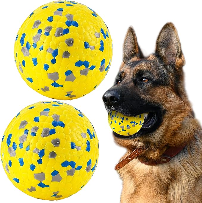 FUSOTO 2Pcs Dog Balls, Tennis Balls for Dog Aggressive Chewers, for Large Medium Small Puppy, Training Catch&Fetch, Water ...