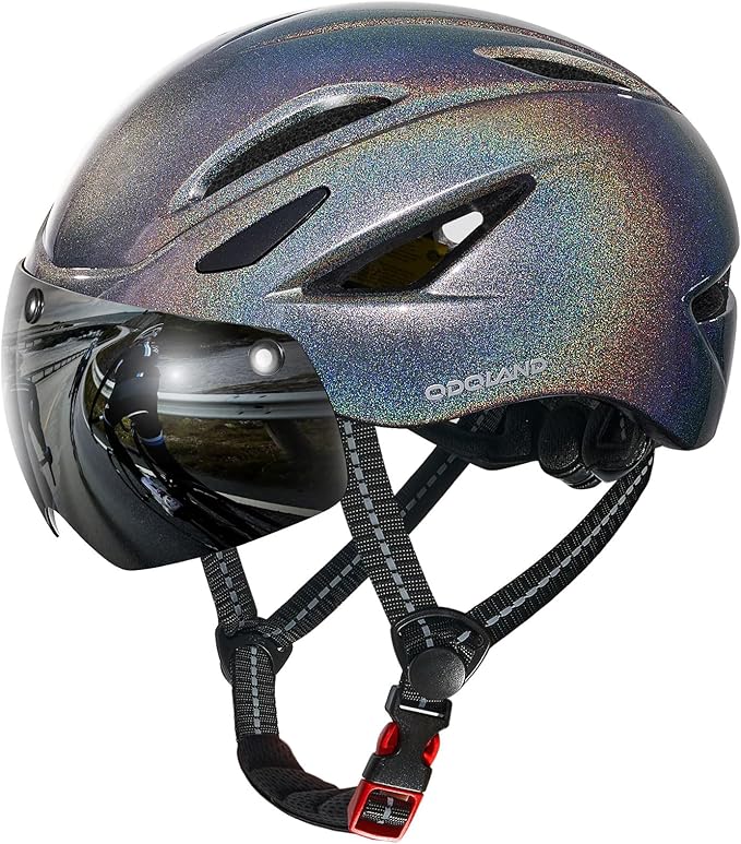 Odoland Bike Helmet with Magnetic Sun Visor for Adults, Glasses-Friendly Design Adjustable Dial Cycling Helmet for Men & W...
