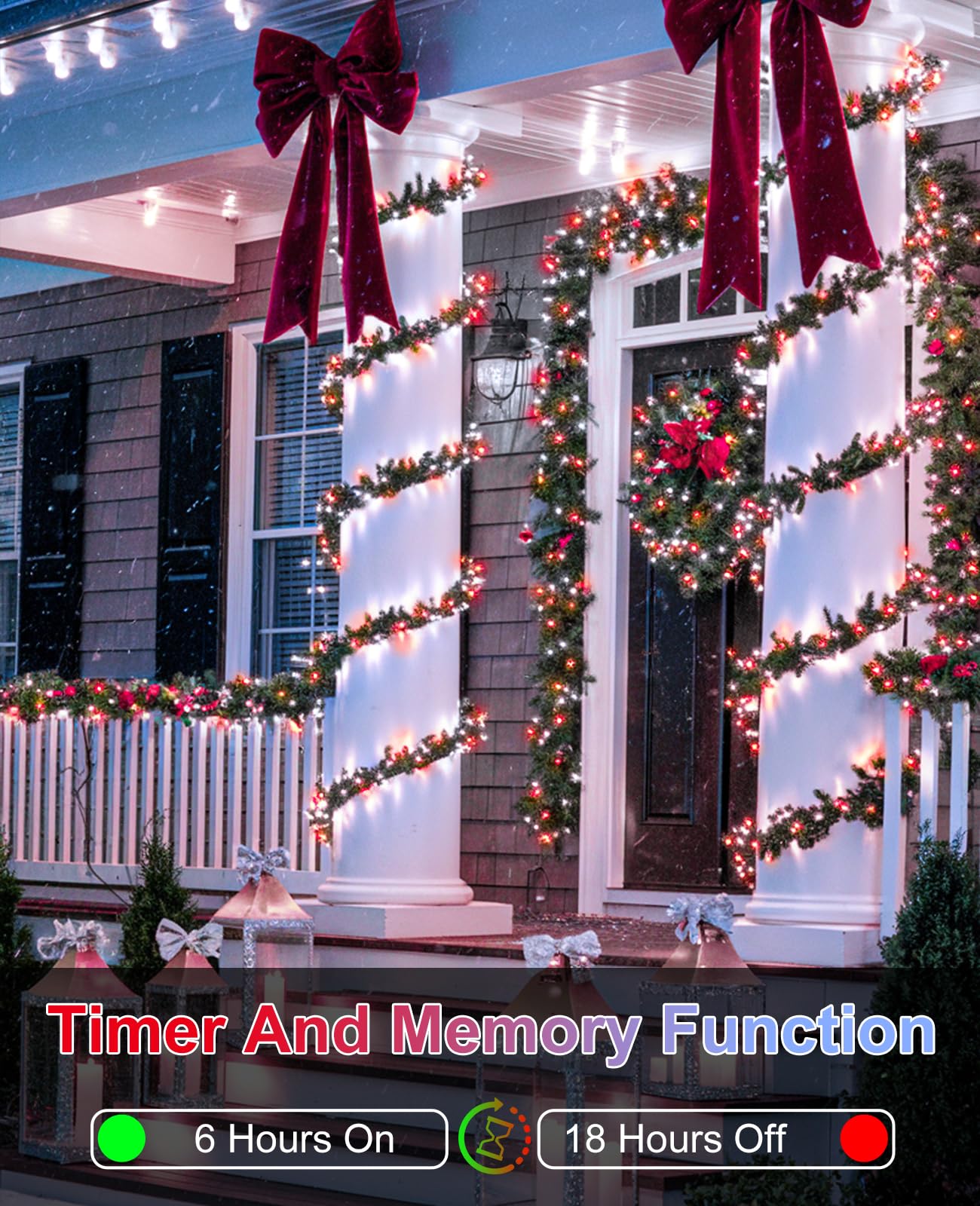 Red White Christmas Lights Outdoor  80Ft 240 Led Christmas Tree Lights Waterproof Plug In  8 Modes Connectable Christmas Decorations Green Wire For Indoor Bedroom Xmas Patio Party