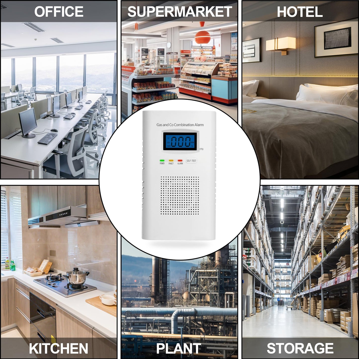 2 Pack Combination Gas & Carbon Monoxide Detectors - Plug in CO Alarm & Natural Gas Detector with Digital Display, CO Detector & Combustible Gas Detector for Home, Easy to Read