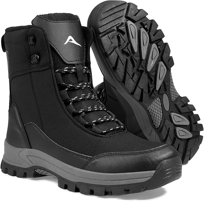 FUDYNMALC Mens Hiking Boots Waterproof: Lightweight Mid Ankle Work Boots Non-Slip Outdoor Shoes for Trekking Walking