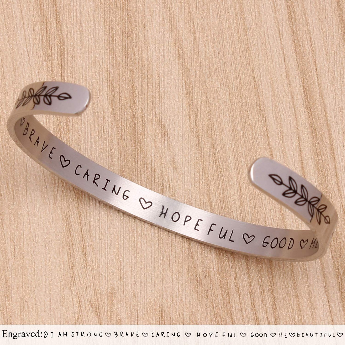 Btysun Bracelets for Women Inspirational Gifts for Her Motivational Cuff Bangle Friendship Friend Bracelets Mantra Quotes Engrav