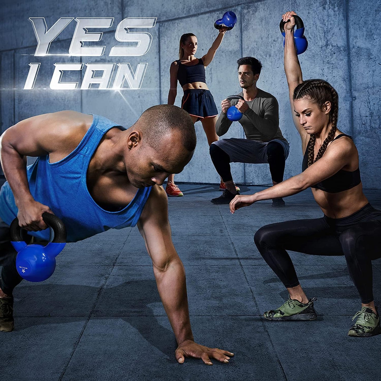 Yes4All Kettlebell, 10 lb Vinyl Coated Cast Iron Strength Training Kettlebells for Home Gym Exercises, Heavy Weights Gym, Fitness, Full Body Workout Equipment, Push up, Grip, Strength Training - Blue