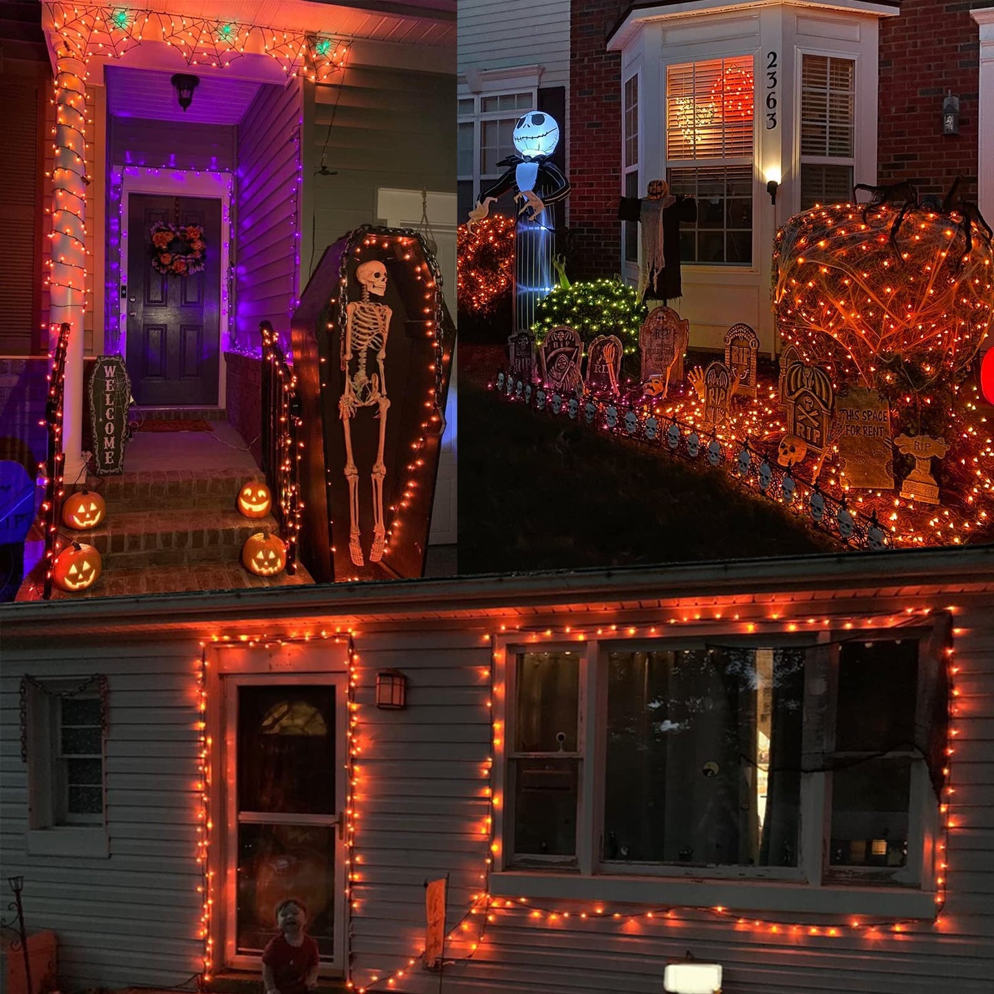 ODEETRONIC Orange Halloween Lights, 100 Count, 21.63ft, Mini Indoor/Outdoor String Lights, Brown Wire