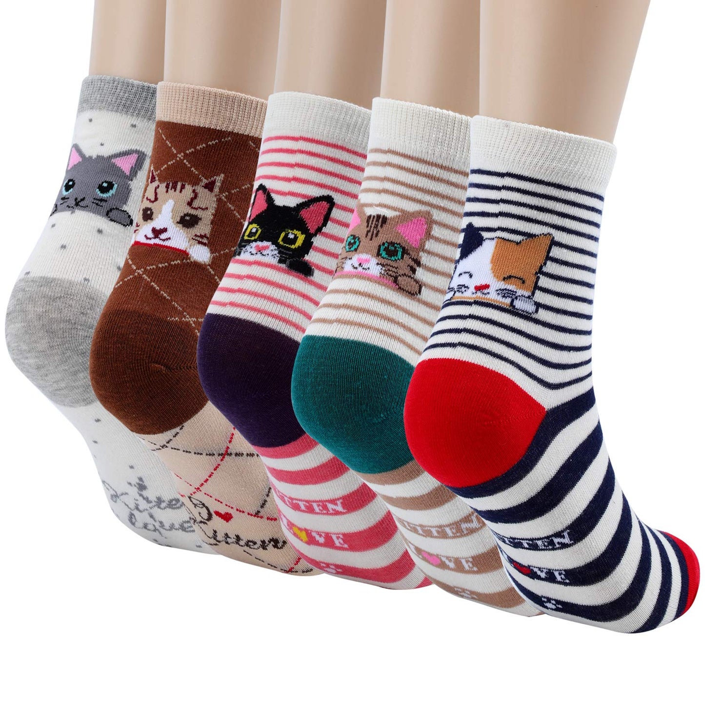 Jeasona Womens Cat Socks Cat Mom Lovers Gifts for Women Teenage Girls