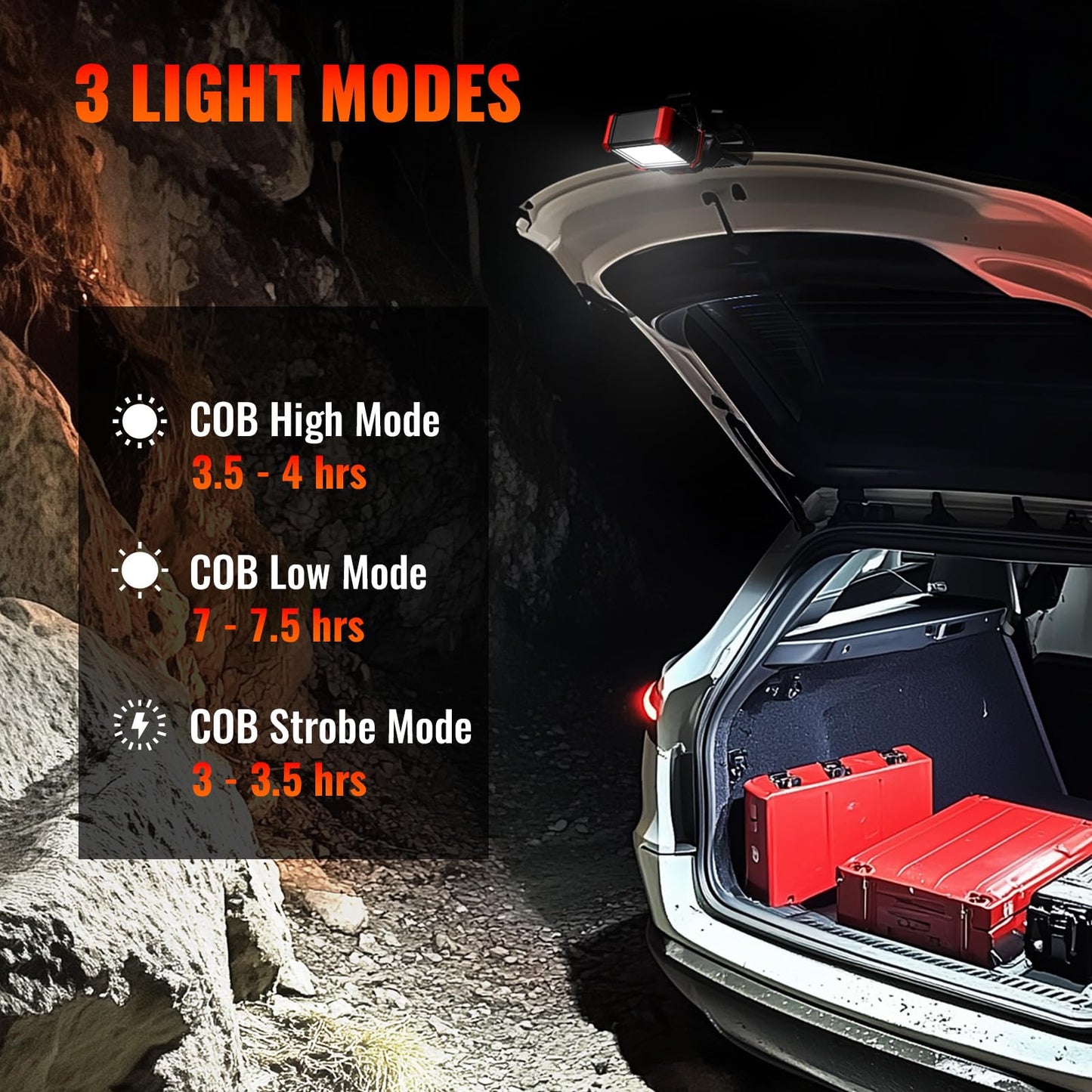 Easymaxx LED Rechargeable Work Light with Clamp, 2Pack 2100LM COB Magnetic Clip on Worklight 270° Rotating with Mobile Charger, Portable Clamp Work Light for Boats, Car Repairing, Job Site Lighting