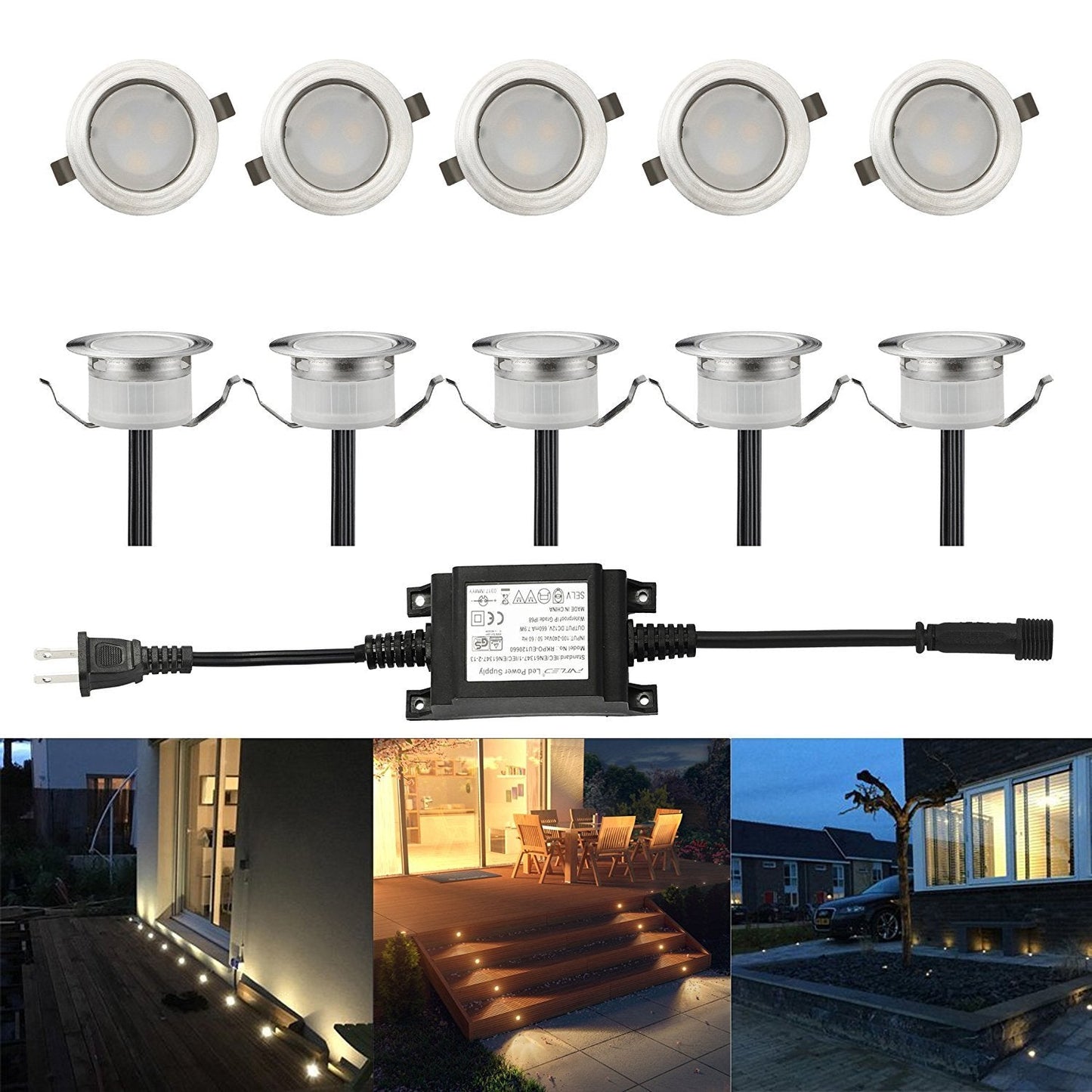 Fvtled Low Voltage Led Deck Lights, 10 Pack, Waterproof Warm White, Metal, Model B0517 For Outdoor Garden And Landscape Pathway Lighting