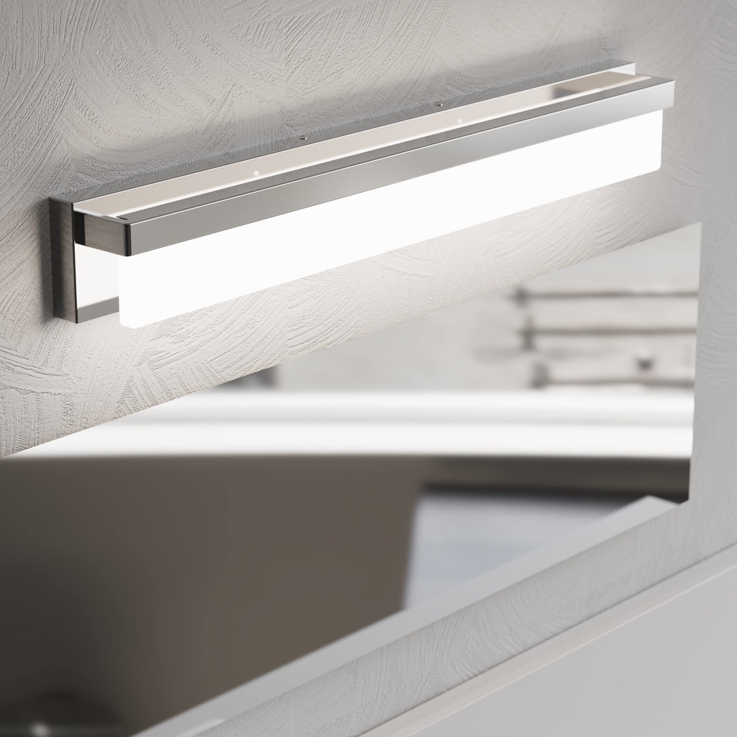 Lightinn Led Bathroom Vanity Light Fixture, 32.3 Chrome Stainless Steel, Model 8890-24W-Chr, Modern Design, Daylight 4000K