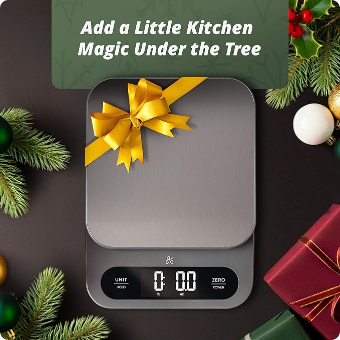 Greater Goods High Capacity Kitchen Scale, 10kg/22lb Capacity Food Scale for Bulk Cooking & Baking, Touch Controls, Hi-Def LCD, Stainless Steel Platform, Precise to 1g
