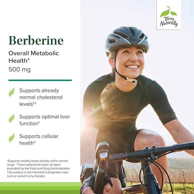 Terry Naturally Berberine - Dietary Supplement with Berberine - Liver Health Supplement for Metabolism Support - Joint Health Support for Men & Women - 60 Capsules