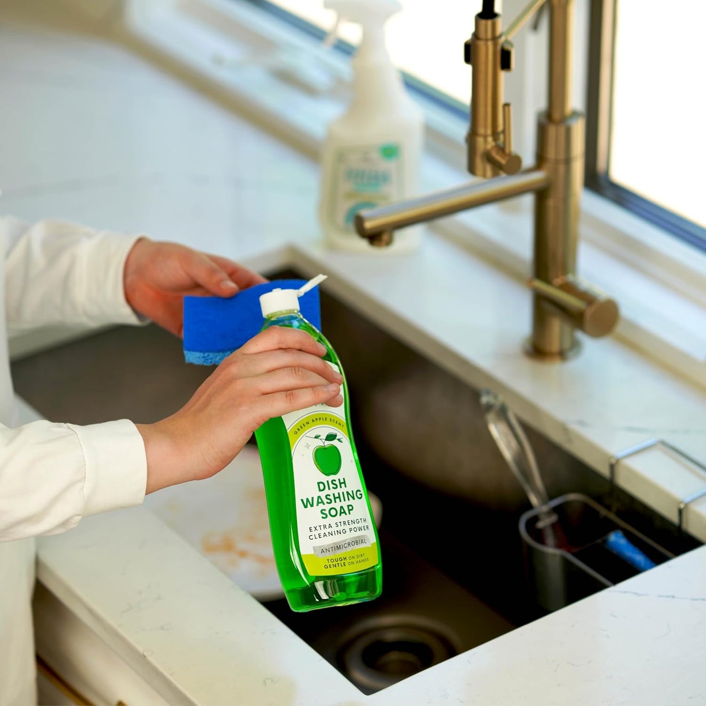 Dish Soap, Green Apple Scent, Liquid Dish Washing Soap Squeeze Bottle 25 Fl Oz (Pack of 6)