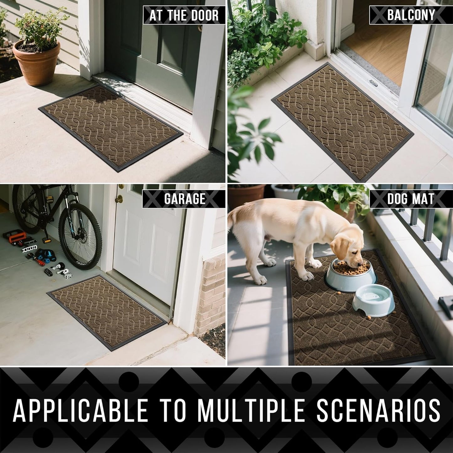 Yimobra Front Door Mat Outside Entrance, 47x24 All-Season Waterproof Welcome Matt Outdoor, All-Weather Non-Slip Doormat, Porch Patio Indoor Entrance Mat, Brown