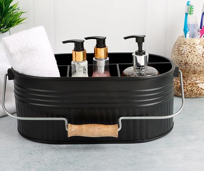 Alpha Living Home Galvanized Organizer Kitchen Drawer Organizezs Utensil Organizer Heavy Duty Metal Alloy Silverware Holder Cutlery Organizers in Drawer Flatware Organizer Tray 4 slots (Black)