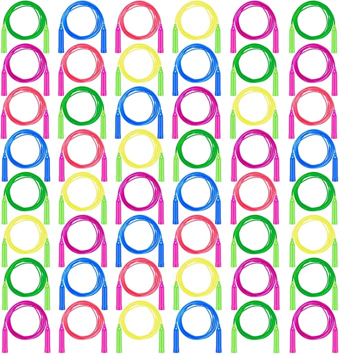 Aneco 48 Pack Kids Jump Rope Set 7.3 Feet Outdoor Jump Ropes Colorful Kids Jumping Ropes Great Sports Activities Birthday ...