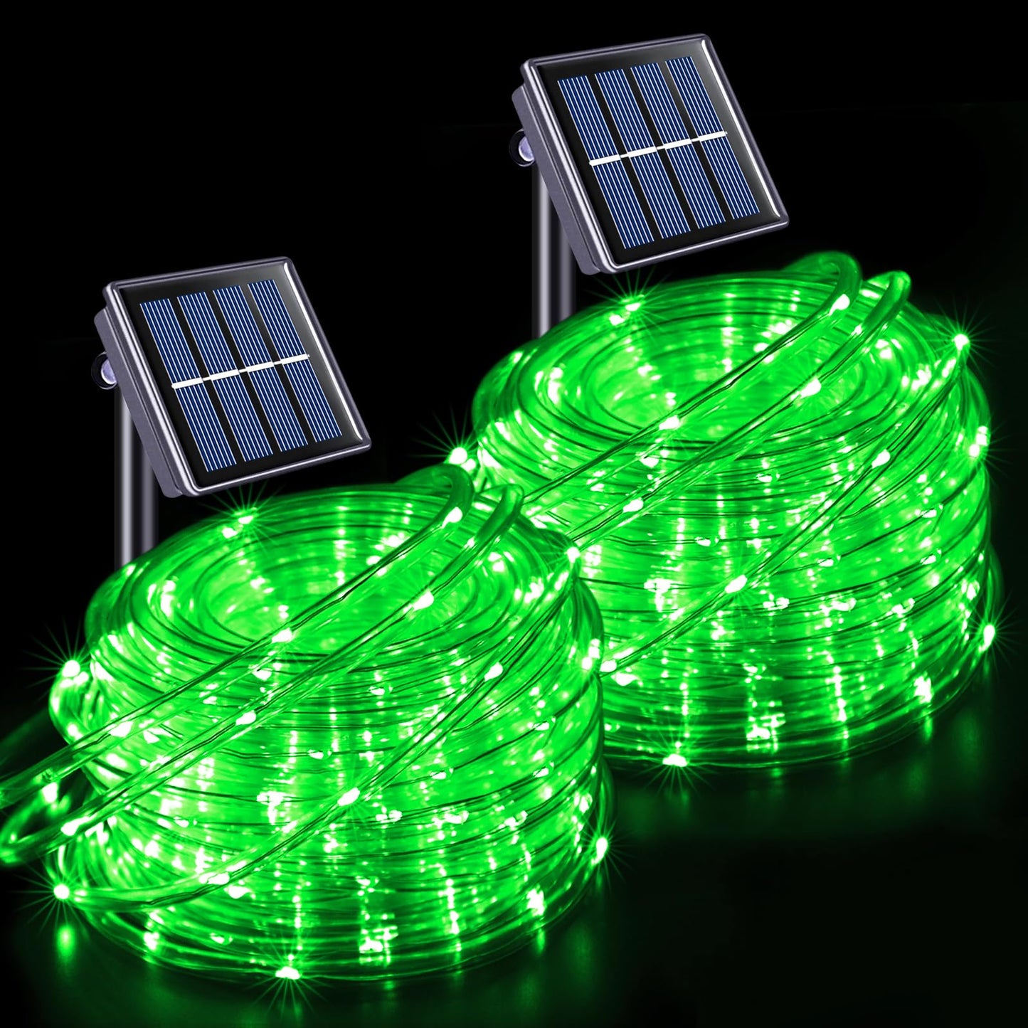 JMEXSUSS Solar Rope Lights 200LED, 66ft Green Waterproof String Lights, 8 Modes for Outdoor Use