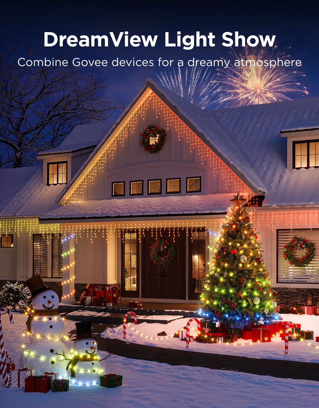 Govee Rgbwic 164Ft Christmas String Lights, 500 Leds, Smart App Control, Green Wire, Indoor/Outdoor Holiday Decor, Model H70C7