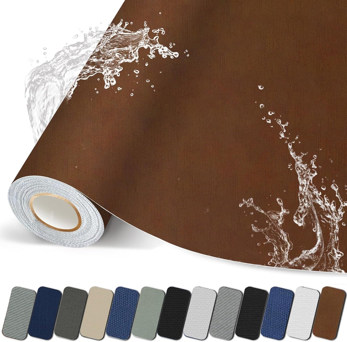 Canvas Repair Patch, Strong Sticky Fabric Repair Tape, Self-Adhesive Fabric Patch for Sofas, Tote Bags, Clothing, Car Seats, Furniture (Brown, 3.5X79 Inch)