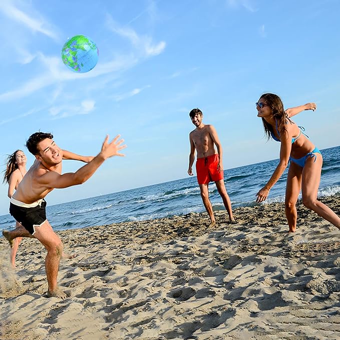 Coopay 24 Pack Inflatable Globe PVC World Globe Inflatable Earth Beach Ball Swimming Pool Ball Birthday Beach Party Decoration Summer Water Games Gifts for Beach Playing or Teaching