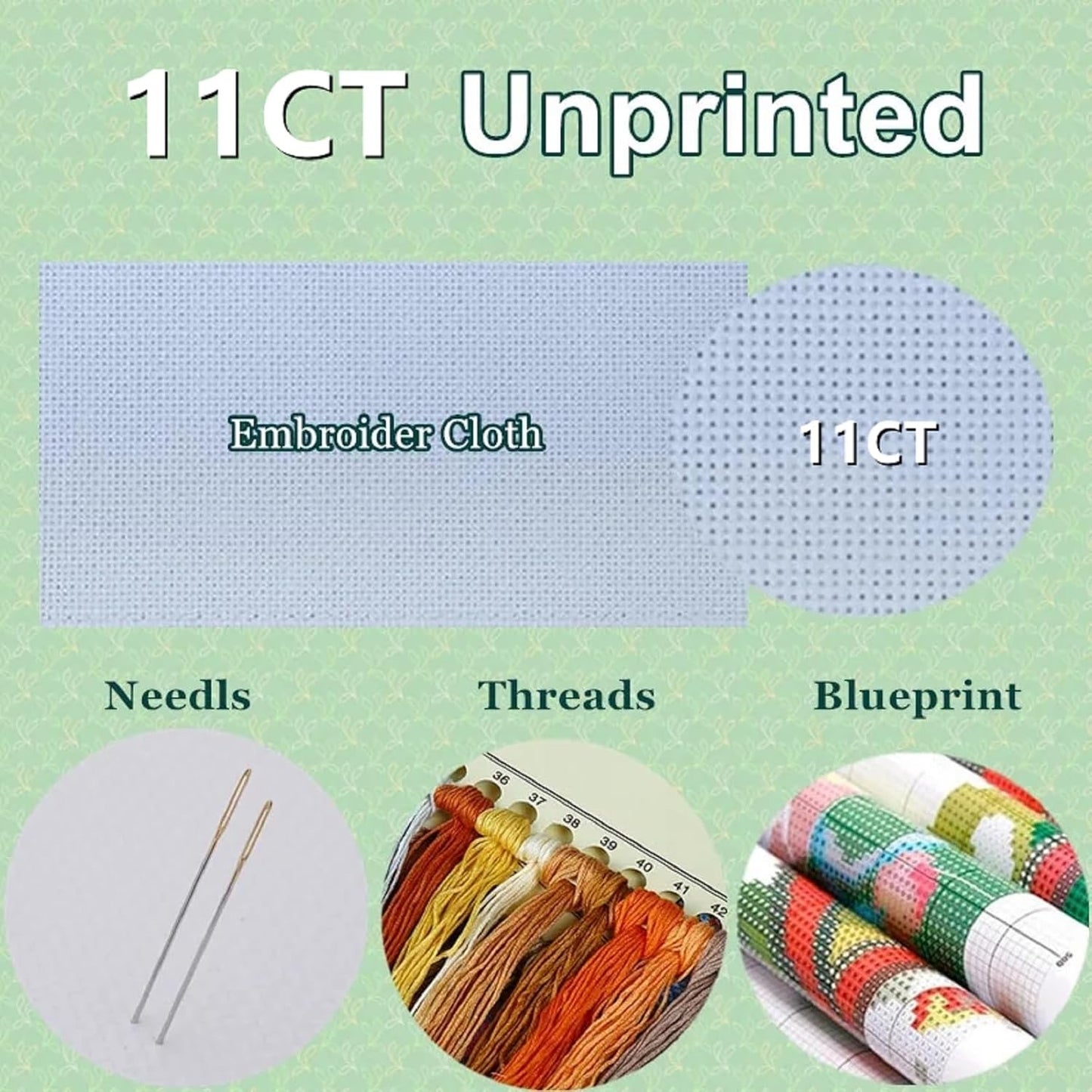 DMCXART Counted Cross Stitch Kits for Adults Needlepoint Kits Unprinted Cross Stitching Embroidery Kit 11CT Cross Stitch Supplies-Bookshelf Cat 18x18 inch
