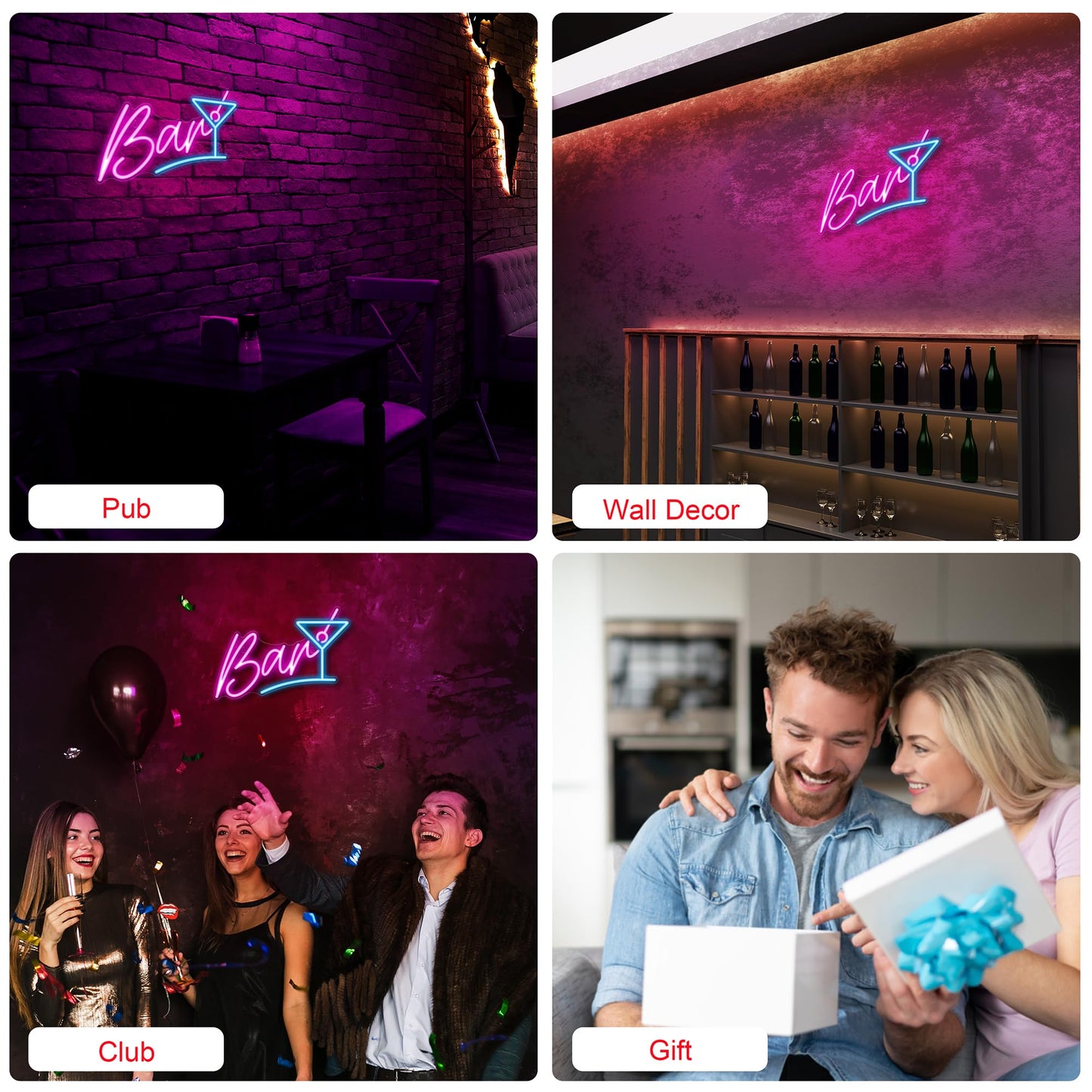 Kavaas Bar Neon Sign For Home Bar  Led Bar Sign For Man Cave Pub Cocktails Party - Best Gifts For Husband  Father  Birthday  Christmas