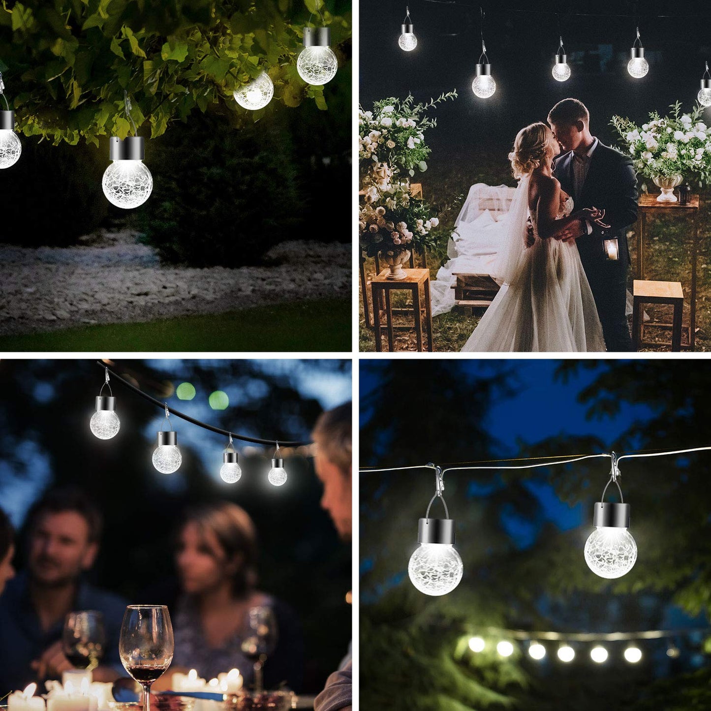 Partphoner Solar Globe Lanterns 12 Pack, Waterproof  ed Glass, Cold White, Model Pa1164 For Outdoor Decor, Garden, Patio