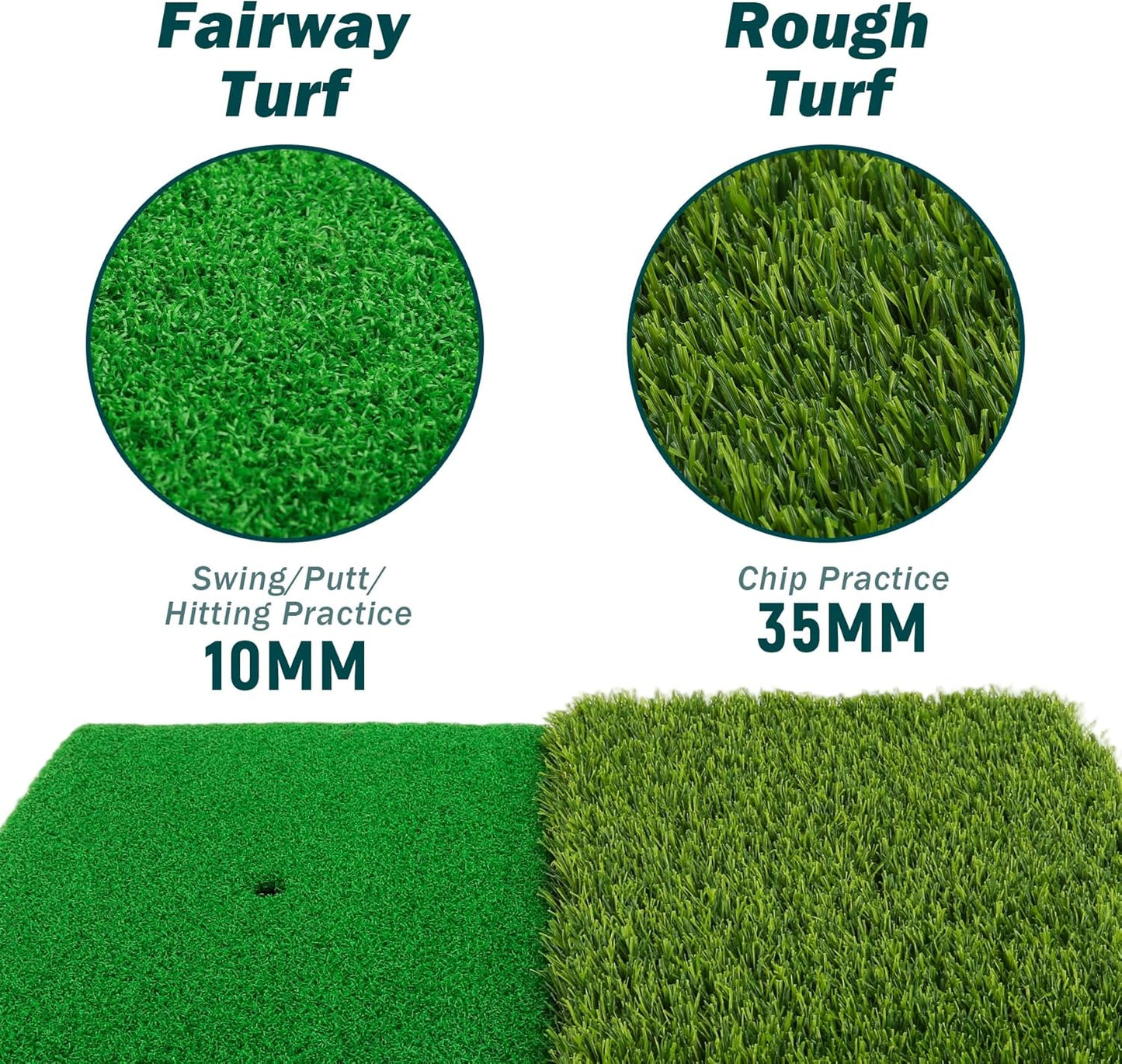 Wind Shear Golf Hitting Mat,Dual-Turf and Tri-Turf Portable & Foldable Golf Mat,Artificial Turf Golf Training Aids for Hitting,Swing & Putting-Ideal Golf Practice Mat for Indoor/Outdoor Use
