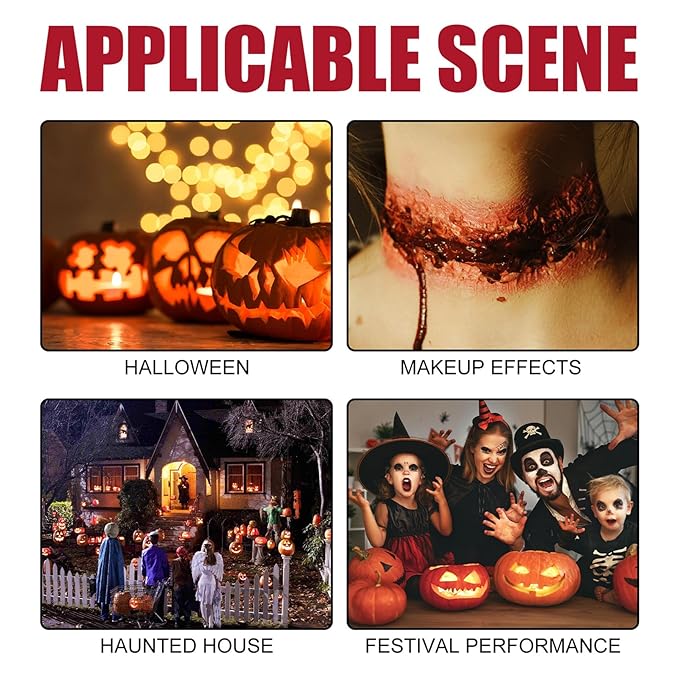 All in One Halloween Makeup Kit, Fake Scar Wax SFX Makeup Kit, Fake Blood Spray, Ideal for Zombie makeup, Vampire Blood, SFX makeUp, Cosplay Party, Stage, Washable Realistic Effect