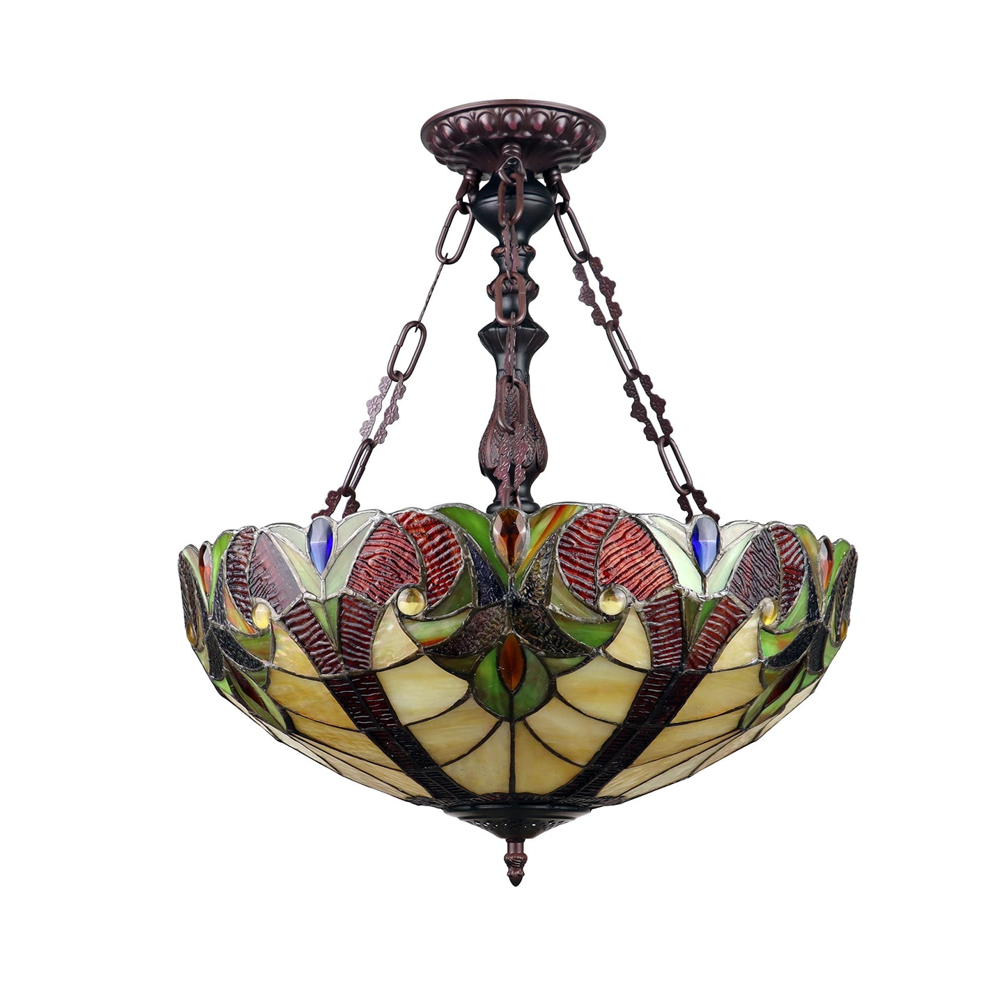 Chloe Lighting Adia Victorian-Style Ceiling Pendant 18in Wide Dark Bronze Glass 2 Light Model CH38632AV18-UP2