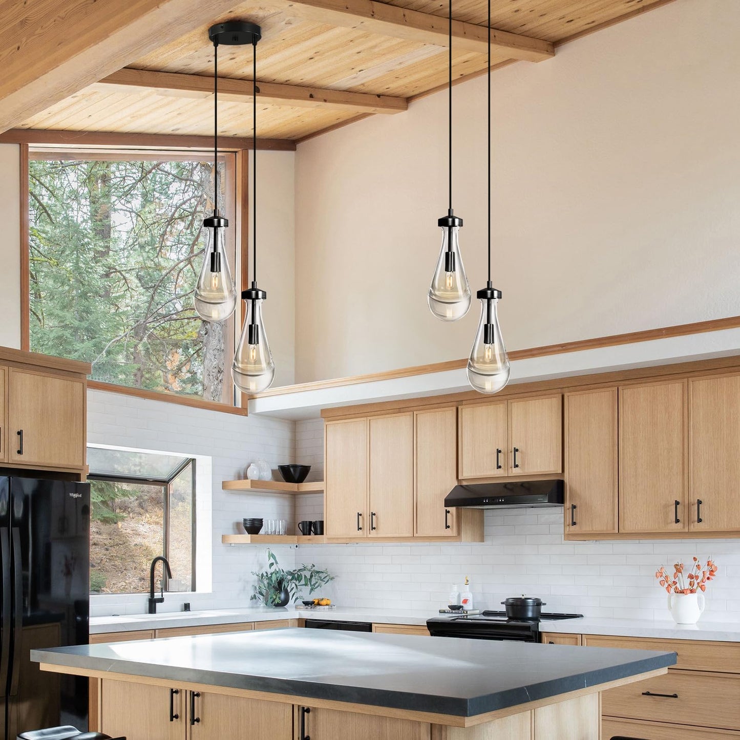 Joyunleo Black Raindrop Pendant Lights Kitchen Island  Bronze 2-Light Cluster Pendant Light For Dining Room  Dimmable Hanging Pendant Lighting Bedroom Light Fixture Ceiling Chandelier For Foyer