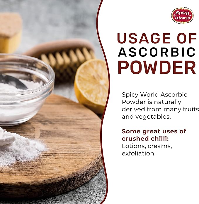 Spicy World Pure Vitamin C Powder - 100% Ascorbic Acid 1 LB - Dietary Supplement, Pure VIT C Powder USP