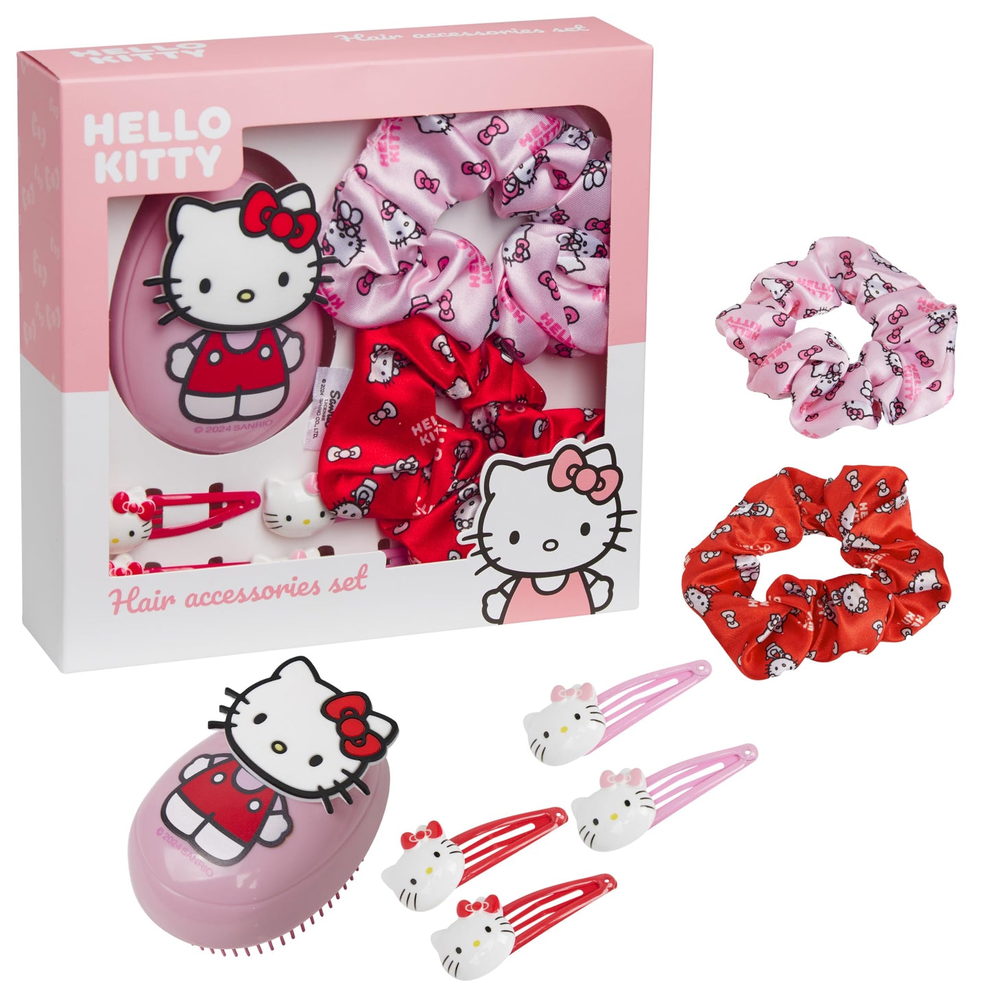 Hello Kitty Detangle Hair Brush for Women, Teenagers, and Girls, Kawaii Hair Accessories - Cute Gifts for Her (Hello Kitty Brush