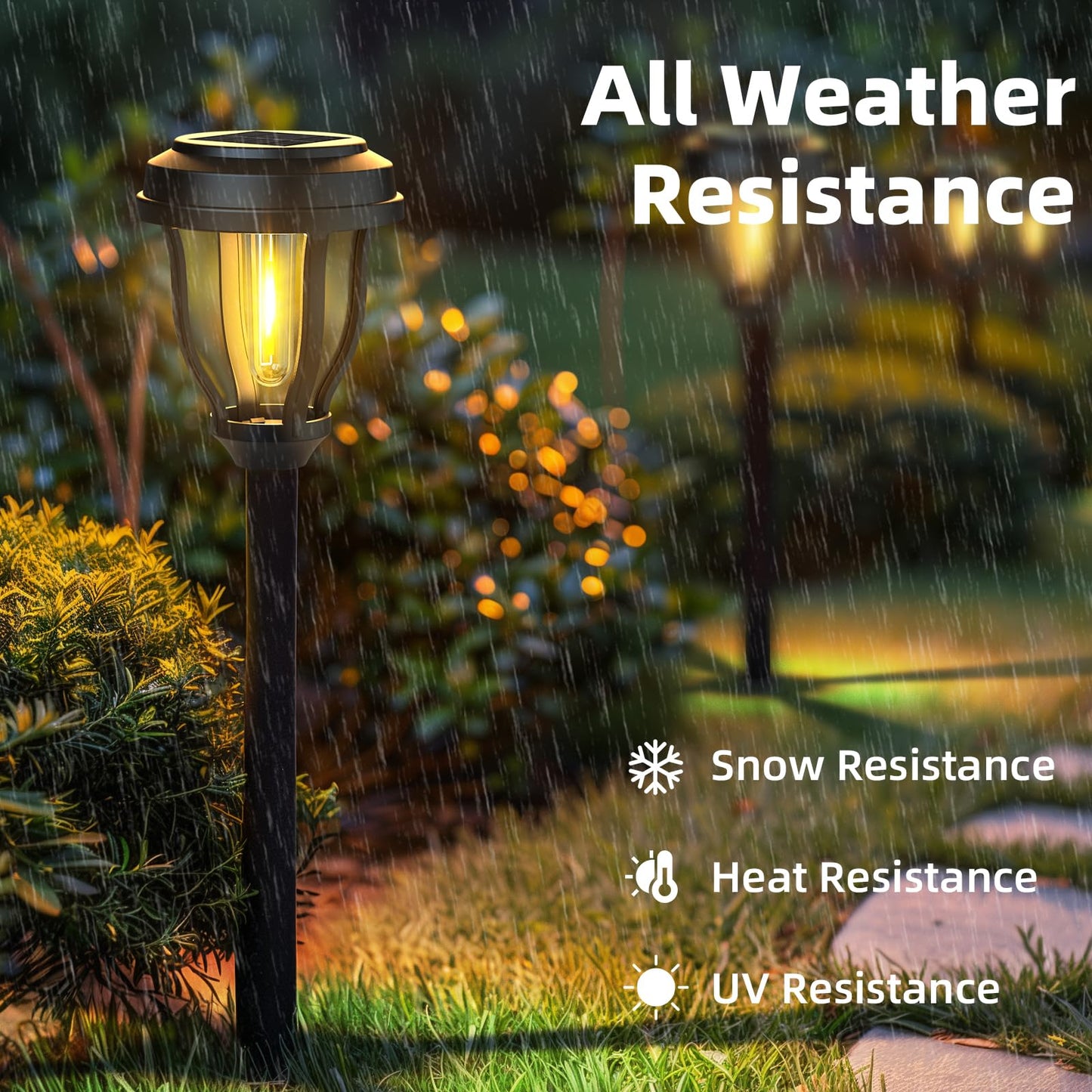 Deraysion 6 Pack Solar Lights Outdoor  Solar Pathway Lights Waterproof Garden Landscape Lighting For Path  Yard  Walkway  Driveway Decor- 6 Pack Warm White