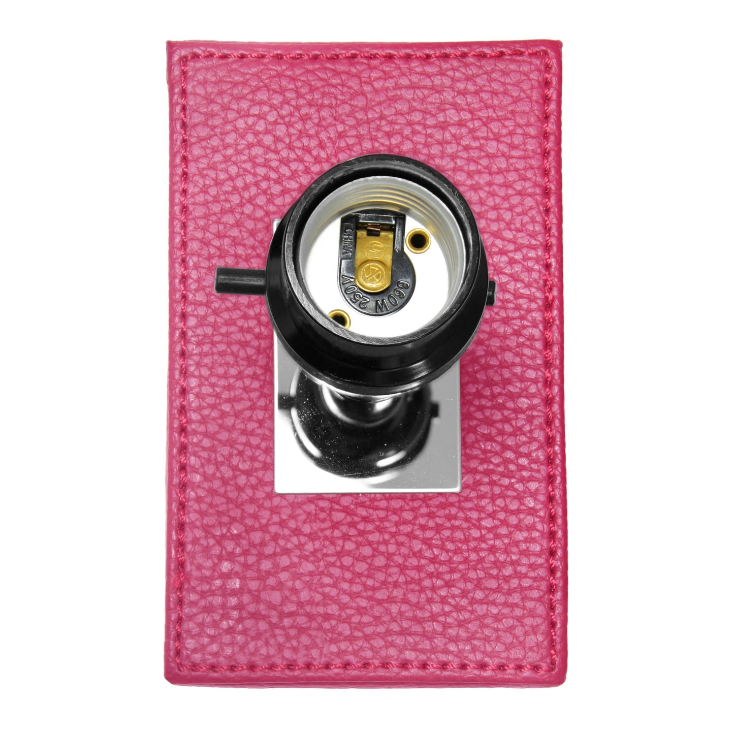 LALIA HOME Lexington 21in Leather Base Bedside Table Lamp, Hot Pink, Fabric Shade, Modern Decor for Living Room, Bedroom, Office